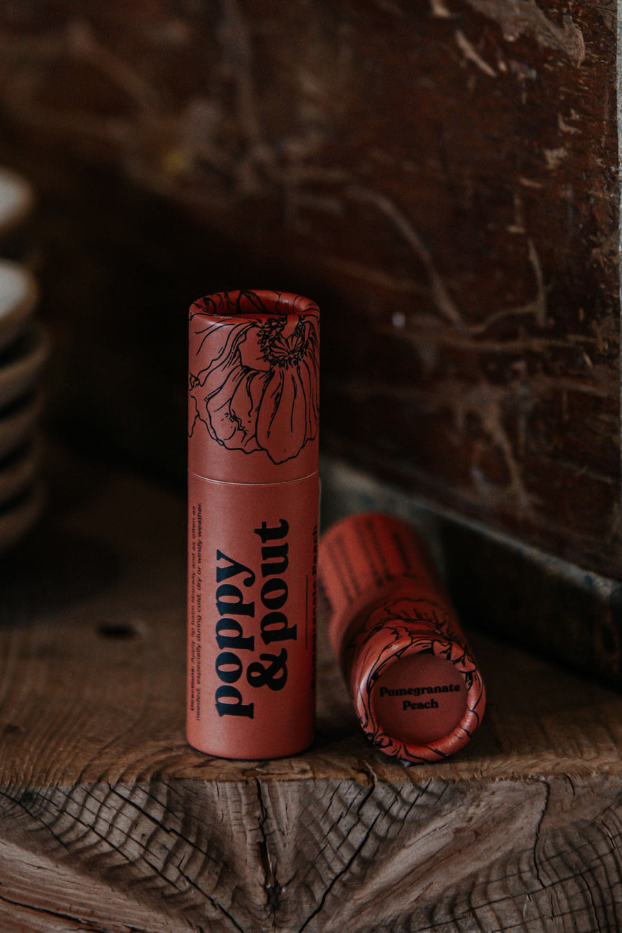 Poppy and Pout Personal Care Lip Balm, Pomegranate Peach