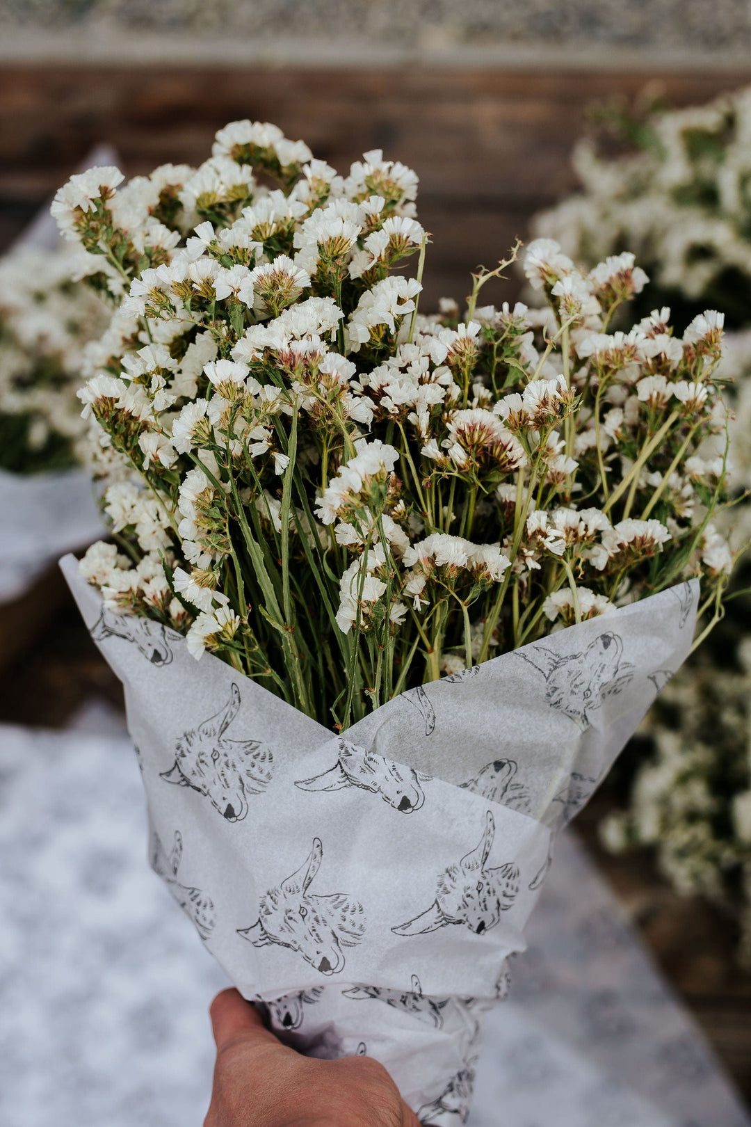 The Kinlands Large White Dried Statice Floral Bouquet