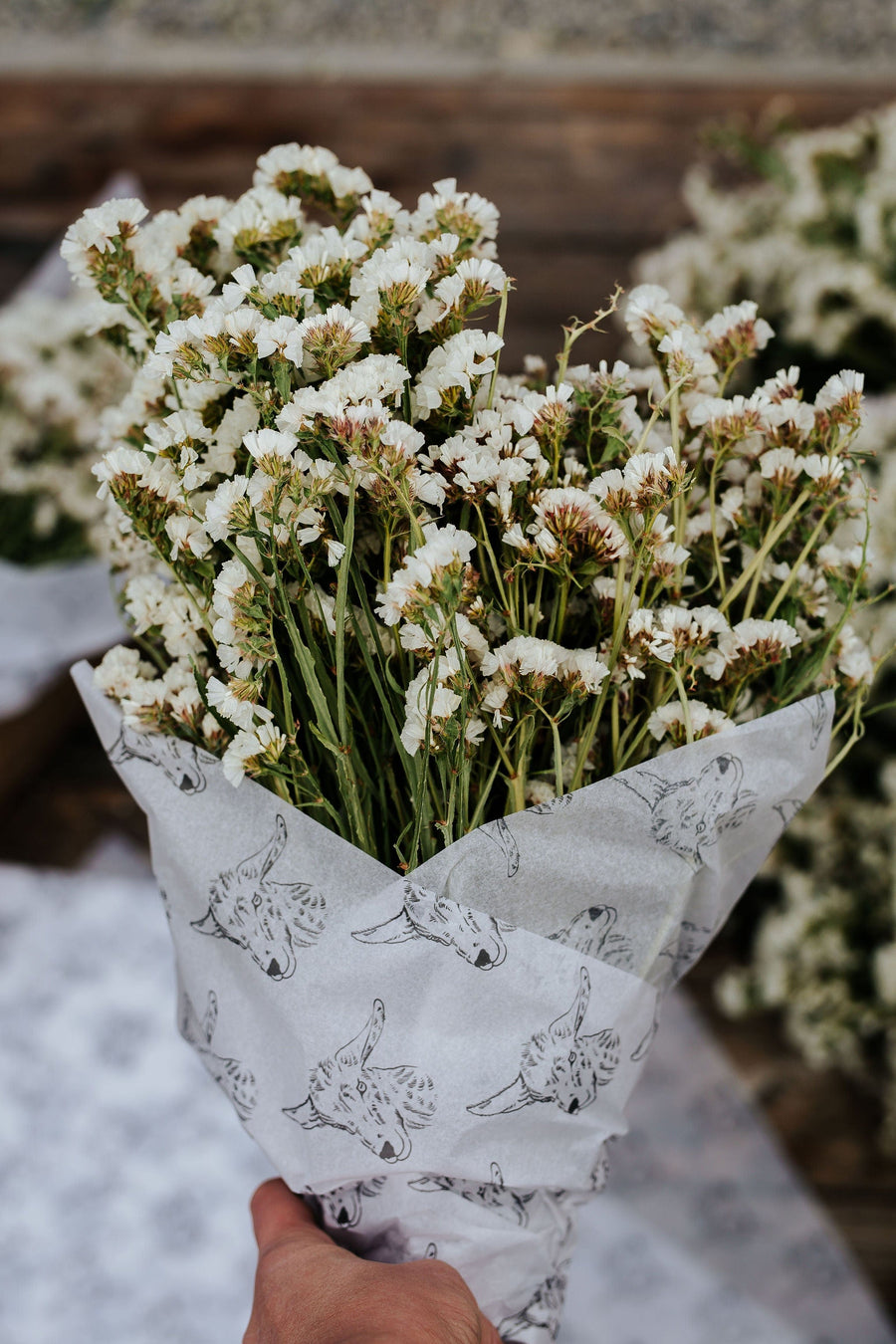 The Kinlands Large White Dried Statice Floral Bouquet