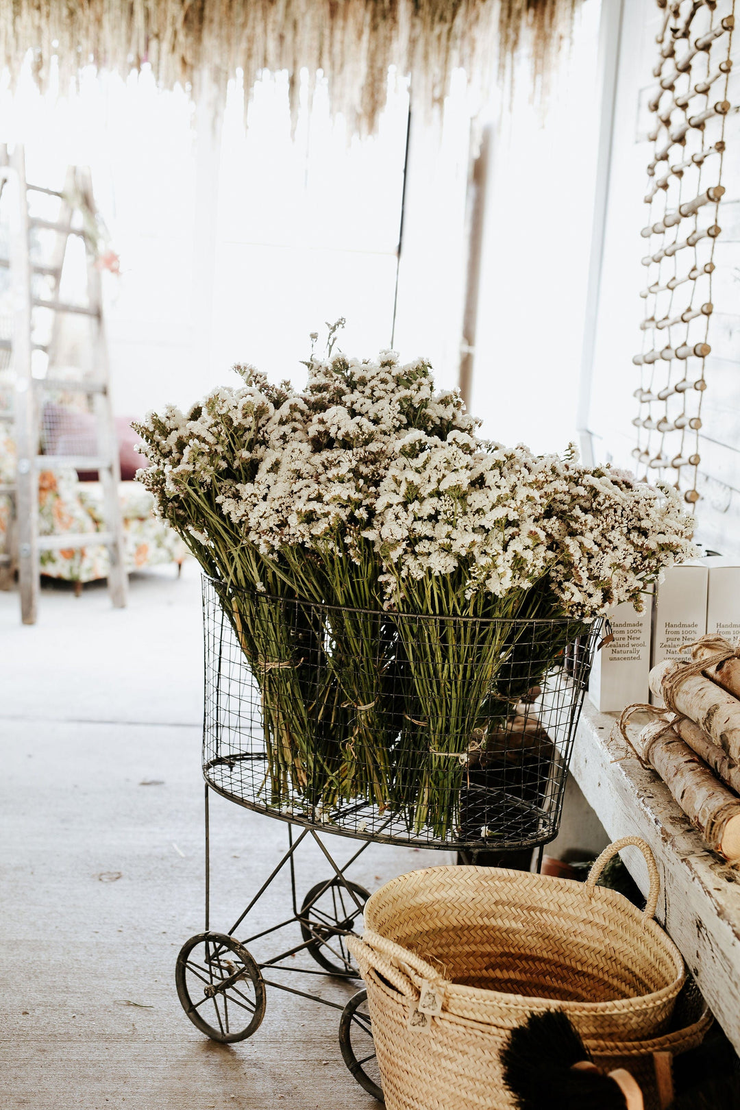 The Kinlands Large White Dried Statice Floral Bouquet