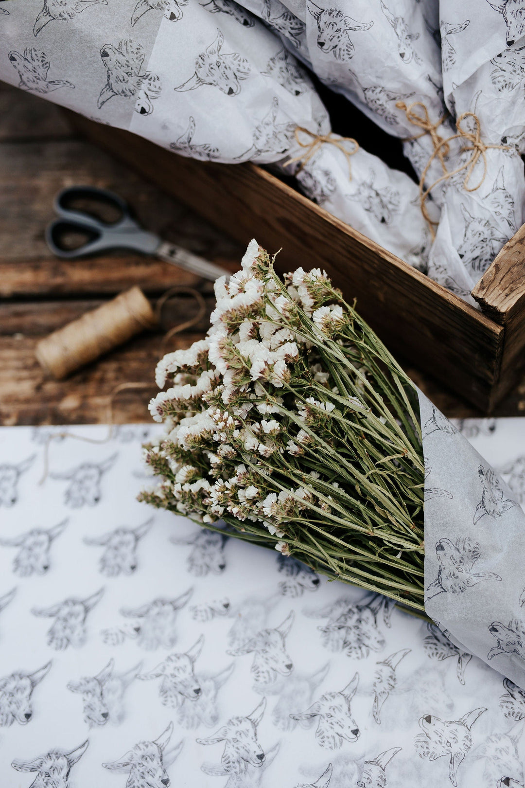 The Kinlands Large White Dried Statice Floral Bouquet