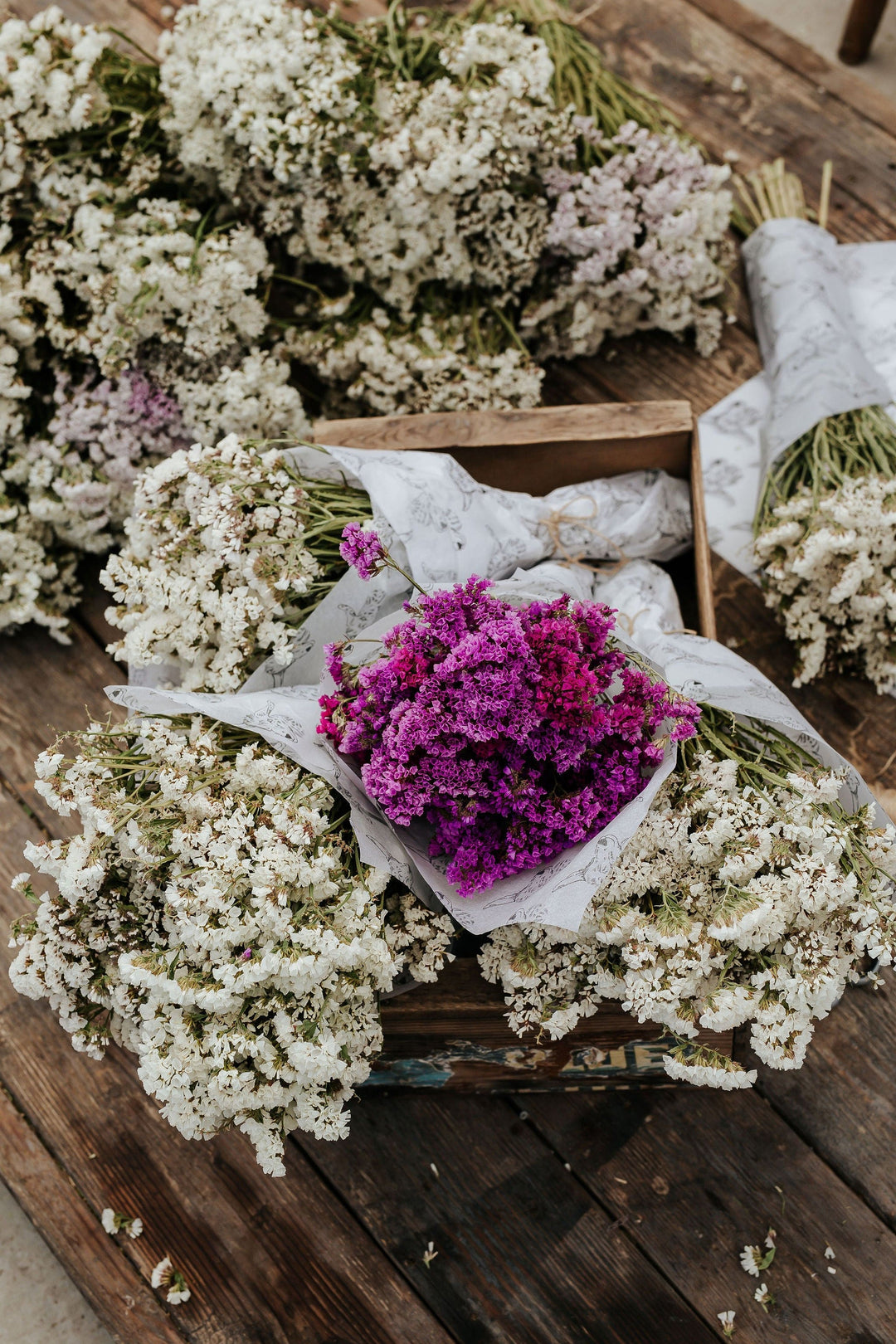 The Kinlands Large White Dried Statice Floral Bouquet