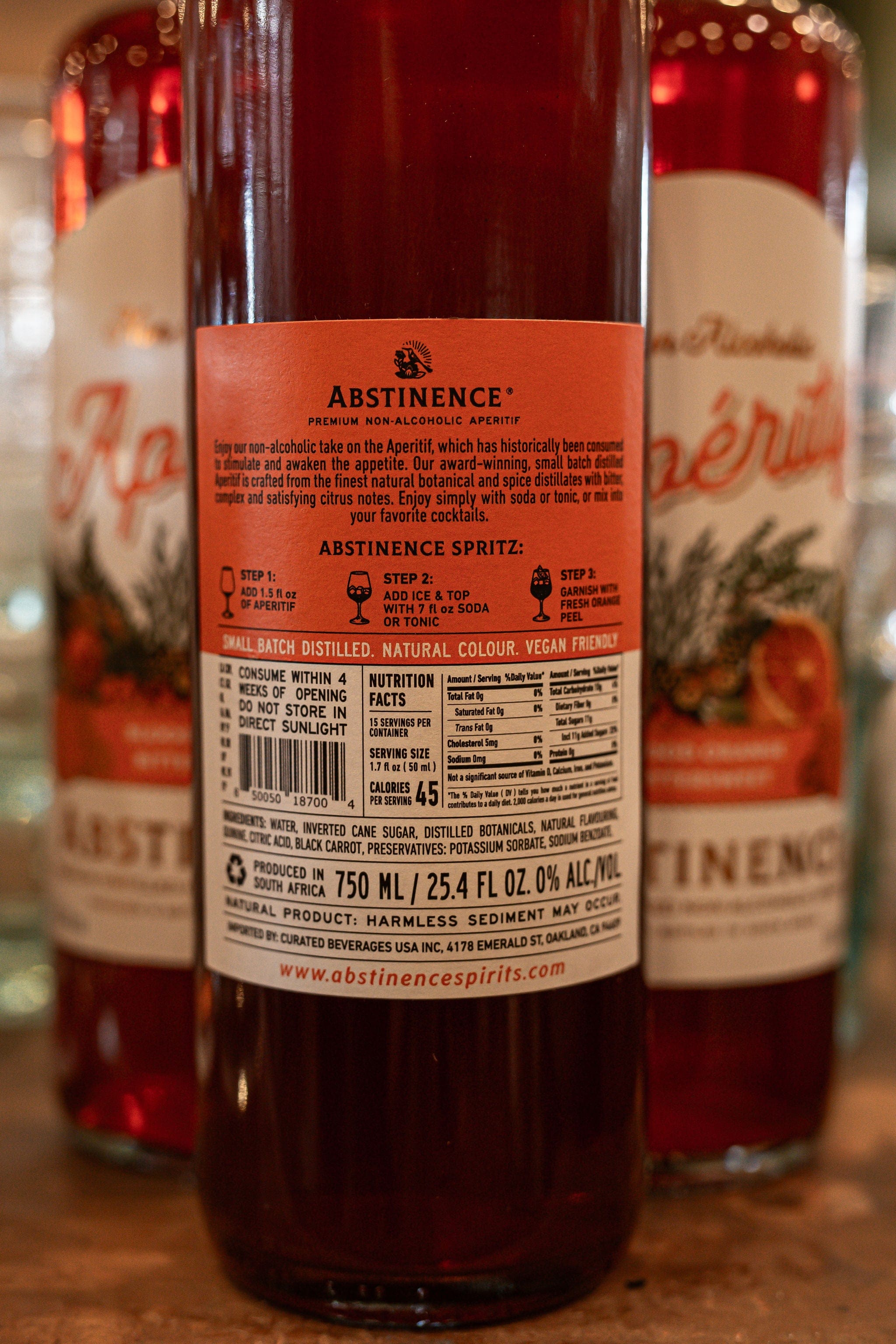 Abstinence Spirits Elixirs/Cocktails Blood Orange Aperitif (Alcohol-Free)