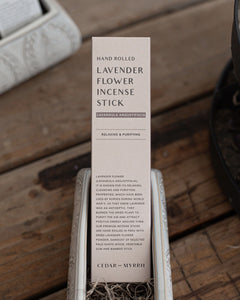 Cedar and Myrrh Incense Hand Rolled Lavender Flower Incense Stick