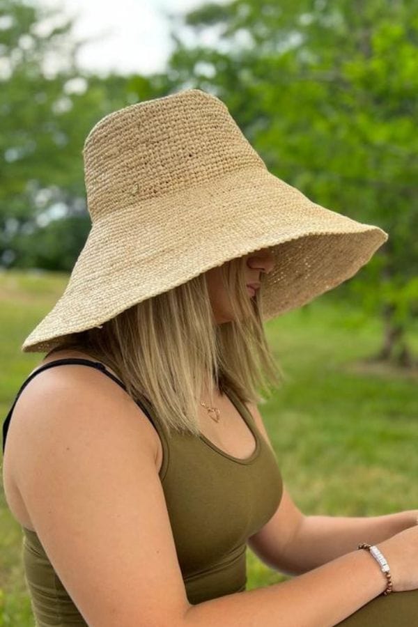 Chloe Alexis Accessories Natural The Wide Brim Bucket Hat Raffia Hat